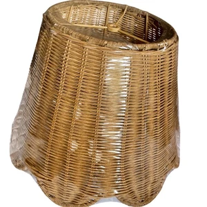 Wicker Lamp Shade Boho Scalloped Rattan Home Decor Lighting Replacement New - Picture 1 of 5