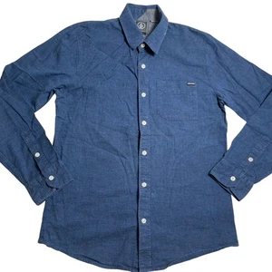 Volcom Mens Shirt Medium M Long Sleeve Blue Button Down Casual Top - Picture 1 of 12