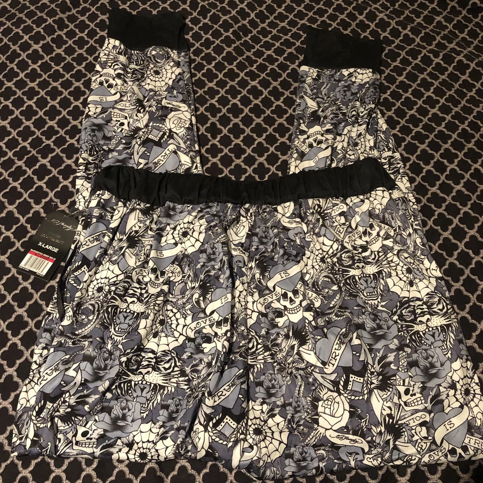 Pantalones de pijama Ed Hardy Jogger Lounge tatuaje estampado de calavera azul para mujer talla XL T6 Foto 1 de 4