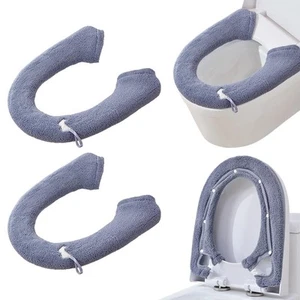 2 Packs Toilet Seat Cover Plush Warm Bathroom Toilet Seat Cushion with Snaps ... - Picture 1 of 9