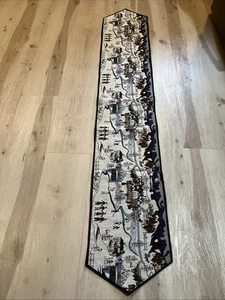 Christmas Village Tapestry Table Runner Vintage Winter Holiday Decor 72x12.5 - Picture 1 of 7