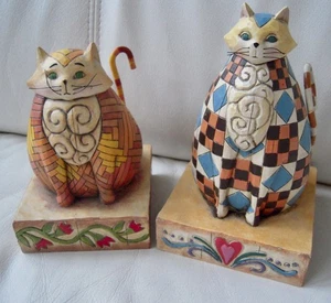 Jim Shore Heartwood Creek Whimsical Cats Abigail, Elijah 2003 Set Of 2 - GREAT! - Picture 1 of 12