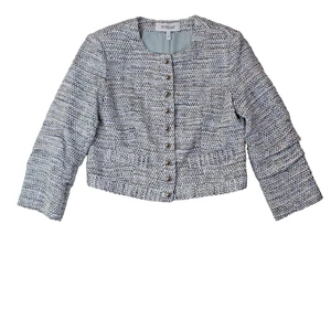 Derek Lam 10 Crosby Jacket Women 4 Blue Tweed Blazer Metallic Luxe Quiet Luxury - Picture 1 of 9