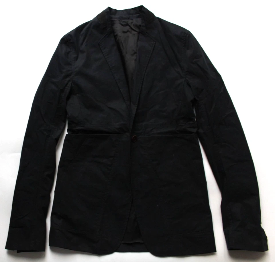 Rick Owens Men's Black Waxed Cotton Chore Blazer Italy Size Men's US 38 Small S - image 1 of 4