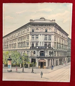 Zeichnung,Koloriert,München,Dachauerstr. 9,sign. G. Laedermann,S.Fotos 35x40 cm - Bild 1 von 6