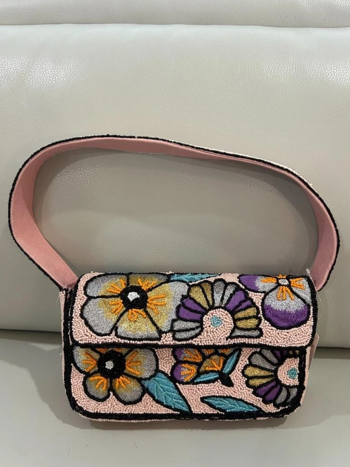 America & Beyond Groovy Flower Power Beaded Colorful Sparkly Shoulder Bag NWT - Image 1 of 1