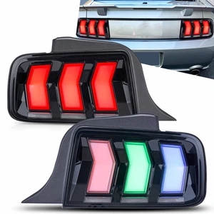 RGB DRL LED Tail Lights For 2005-2009 Ford Mustang With Sequential Indicator L+R - Picture 1 of 20
