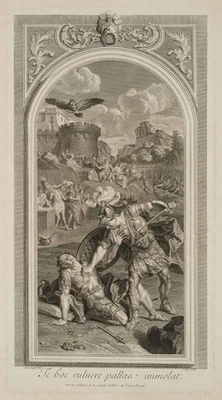 POILLY (*1623) nach COYPEL (*1661), Turnus' Tod, Vergil, Aeneis, KSt. Barock - Bild 1 von 4