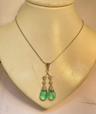 Smaragd Diamant Anhänger 585 Gold um 1900 - Bild 1 von 4