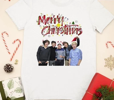 NUEVA Camiseta Feliz Navidad One Direction Band Algodón Blanco S-5XL FN1781 Foto 1 de 3
