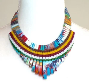 Sobral Atelie Gaia Tupi Pop Art & Pollock Beads Artist Made Statement Necklace - Picture 1 of 6