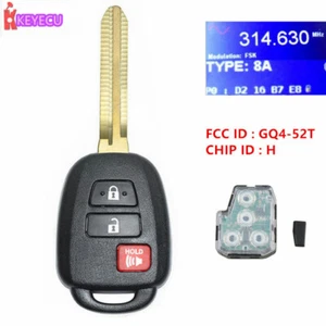 Llavero de repuesto para automóvil remoto con chip H para Toyota Tacoma 2018 - GQ4-52T 2020 - Imagen 1 de 2