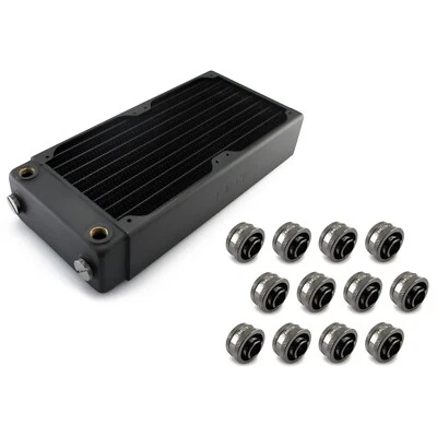XSPC RX240 V3 Radiator & 1/2" x 3/4" Black Nickel Compression Fitting 12-Pack - Image 1 of 4