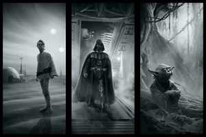 Kevin Wilson Star Wars Trio Vader Luke Yoda Black White BNG 12"x24" Prints - Picture 1 of 4