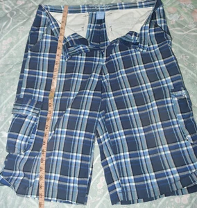 Brooklyn xpress Shorts Mens 34 size Stripes Blue White gray plaid RN# 112091 - Picture 1 of 4