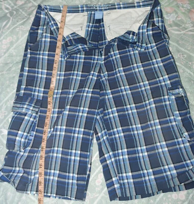 Pantalones Cortos Brooklyn Xpress Para Hombre Talla 34 Rayas Azul Blanco Gris Cuadros RN# 112091 Foto 1 de 4