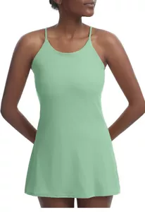 Dress Workout Golf Dress Women sz L Green Tennis Built-in with Bra Shorts Pocket - Picture 1 of 14
