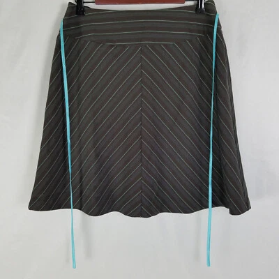 Alyn Paige Short Skirt Womens 11 / 12 Brown Striped A Line Belted Back Zip - Image 1 of 4