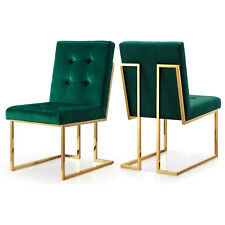 Pierre Green Velvet Dining Chair, Set of 2 Gold Contemporary Green Velvet