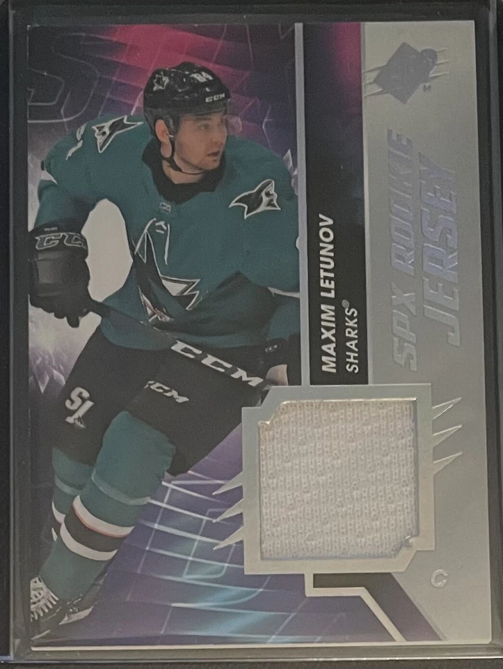 2020-21 Upper Deck SPx Rookie Jersey Maxim Letunov San Jose Sharks #RJ-ML - Image 1 of 2