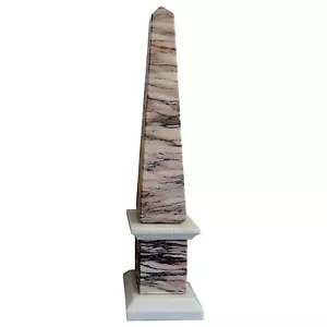 Obelisco Mármol Rojo Luana Rayas Blanco Carrara Escultura Mesa Diseño H 25cm - Picture 1 of 5
