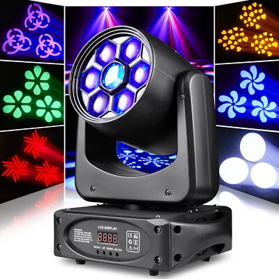 150W RGBW 7 leds Bee Eye DMX Moving Head Light 8Gobo Color Mixing Stage DJ Light - Image 1 of 4