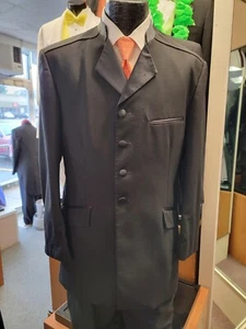 Chaqueta Esmoquin Negra de 5 Botones Estilo Mandarín XS 90098 Peso Trópico Lana Estambrada - Imagen 1 de 1