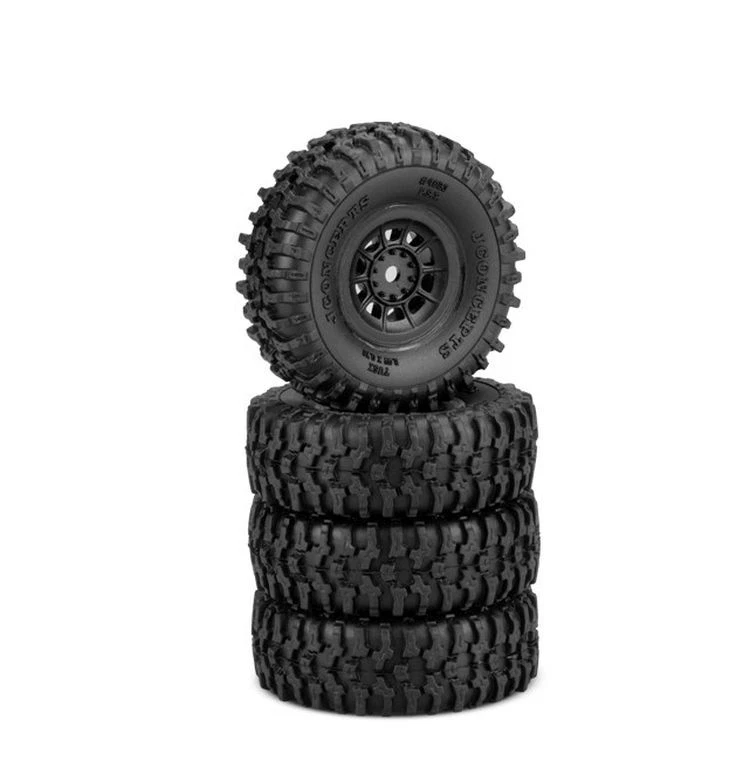Axial SCX24 1.0 Tusk Green Comp Tires Mounted on Hazard Wheels (4pcs) - Image 1 of 1
