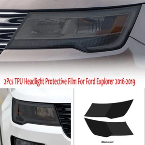 LH+RH Smoke TPU Headlight Protective Precut Film Sticker For Ford Explorer 16-19 - Picture 1 of 12