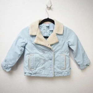 Roxy Corduroy Peacoat Sherpa Collar Light Blue Little Girl Size 5 - Picture 1 of 6