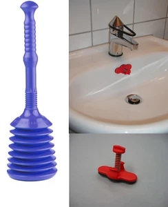 TURBO PRODUKTE Stampfer & Überlauf Abdichtung Rohrreiniger Abflussreiniger Set - Bild 1 von 7