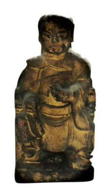 Antigua estatuilla china de madera con un hombre sentado. Dinastía Qing Foto 1 de 4