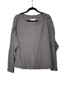 Top A+nthropologie Gris Manga Larga Botón Hombro Cuello Redondo, Usado. - Imagen 1 de 5