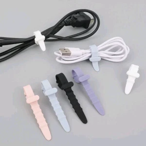 5x Silicone Phone Data Cable Winder Earphone Clip Organizer Cable Tie Fastener - Photo 1/17