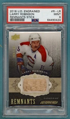 2018 Upper Deck Engrained Remnants Larry Robinson Game Used Stick /100 #RLR PSA9 - Image 1 of 2