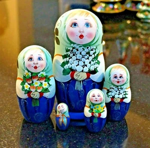 Collectible Russian Nesting Doll 6.5" Tall , Matryoshka, Hand made Hand painted - Picture 1 of 7