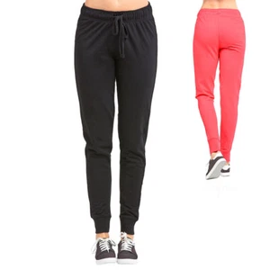 Women Black Jogger Sweatpants Fleece Workout Gym Pants Elastic Waist S - L - Picture 1 of 2