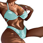 2pcs/set Women Bikini Halter Poor Wear Outdoor Beach Sexy Push-up Split Bra