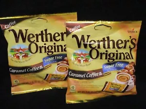Werther's Sugar Free Caramel Coffee Werthers Creamy Hard Candy {LOT OF 2 BAGS} - Picture 1 of 2