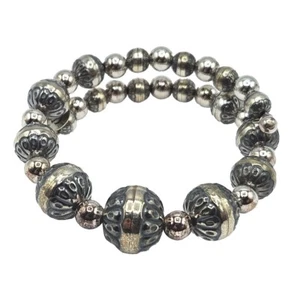 CAROLYN POLLACK Kenneth Johnson Sterling Silver 925 Floral Beaded Bracelet - Picture 1 of 4