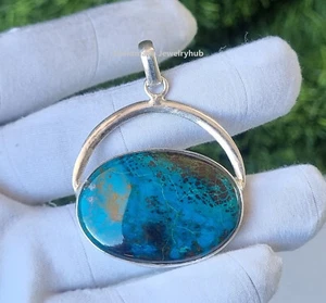 Splendid Chrysocolla Rare Gemstone 925 Sterling Silver Handmade Pendant PG3179 - Picture 1 of 3