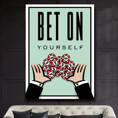 HOME BET ON Monopoly ed2 Game Motivation Success Affirmation Money POSTER CANVAS