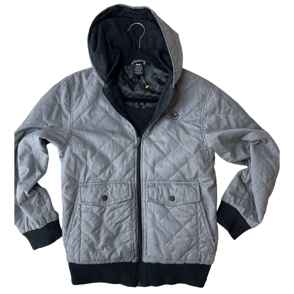 Chaqueta Shaun Blanca Niños Talla L Gris Snowboard Patín Bombardero Con Capucha Cremallera Acolchada Foto 1 de 4