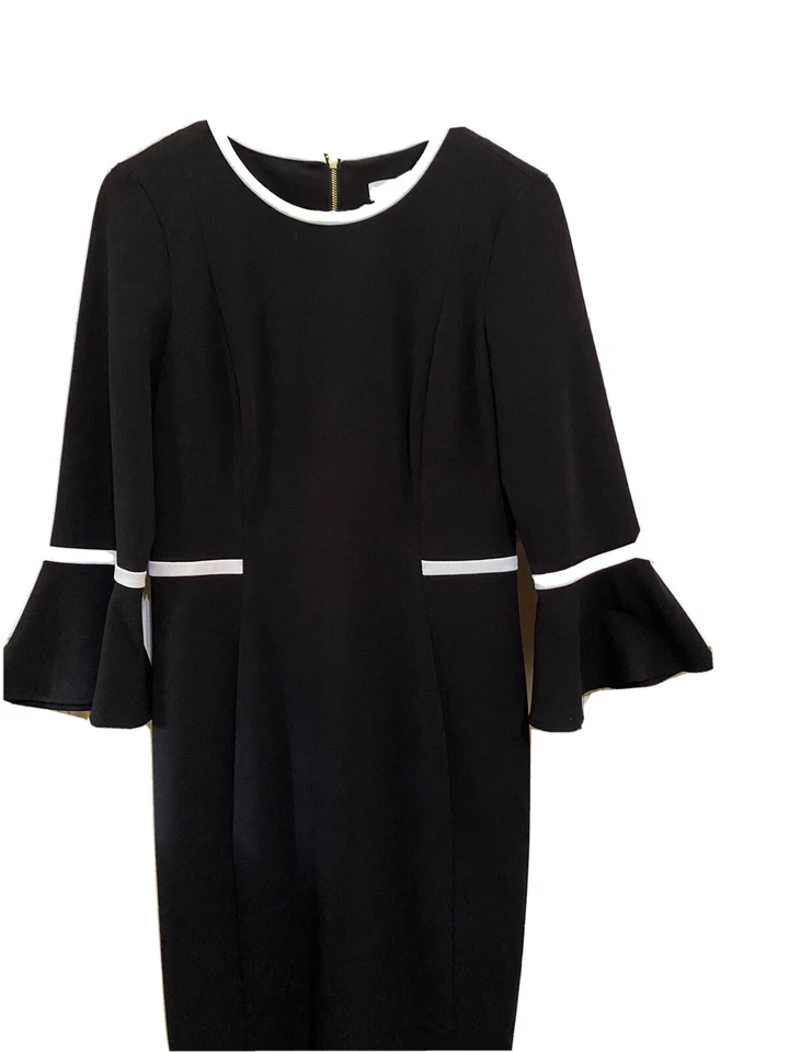 Vestido CALVIN KLEIN Negro Cremallera Espalda Mangas Acampanadas Talla 6 Foto 1 de 4