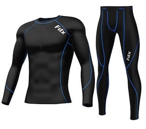 FDX Mens Compression Armour Base layer Top Skin Fit Shirt + Leggings / Pants set - Picture 1 of 16