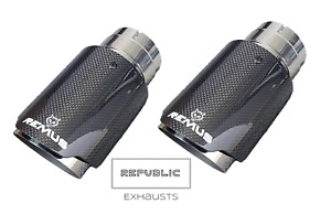 2 x REMUS Akrapovic Style Gloss CARBON FIBRE EXHAUST TIPS 3.5” UNIVERSAL S/Steel