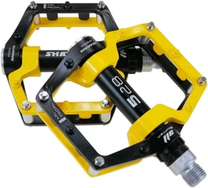 Shanmashi 528 MTB Pedals � Black Yellow Aluminum Mountain Bike Pedals Assorted - Picture 1 of 12