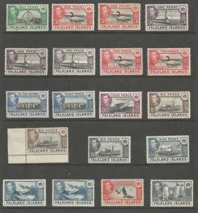FALKLAND IS BET SG146-60 1938-50 GVI CONJUNTO A 2/6 INC MUCHOS TONOS GATO £284 - Imagen 1 de 2