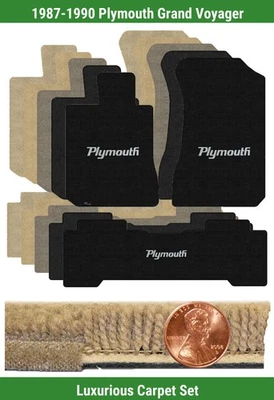 Conjunto de tapete de luxo personalizado para '87-90 Plymouth Grand Voyager com logotipo (3 peças) #115U - Imagem 1 de 4