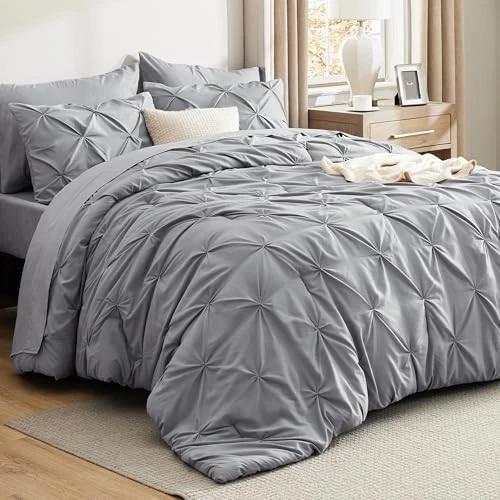 Bedsure King Size Comforter Set - Bedding Sets 7 Pieces King 01 - Grey